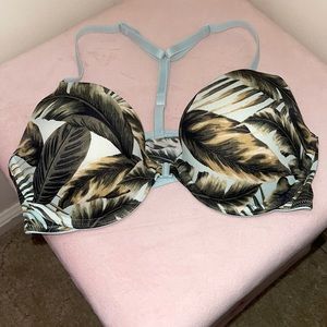 PINK by Victorias Secret Baby blue palm leaf print wear everywhere push up bra